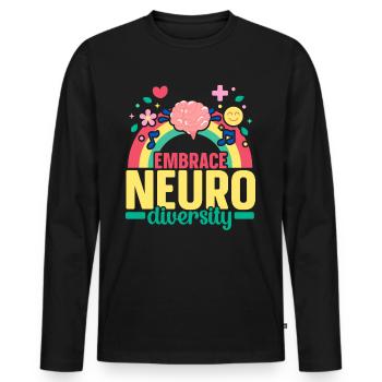 Embrace Nuerodiversity Think Differently ADHD - Men's Premium Organic Long Sleeve Shirt - black - Front - Nico (187cm)