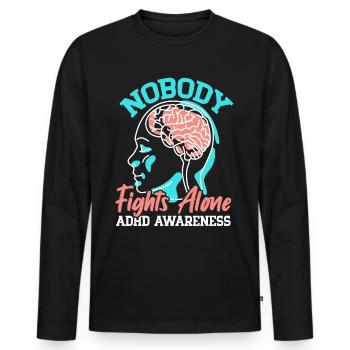 No one fights alone ADHD consciousness Neurodivers - Men's Premium Organic Long Sleeve Shirt - black - Front - Nico (187cm)
