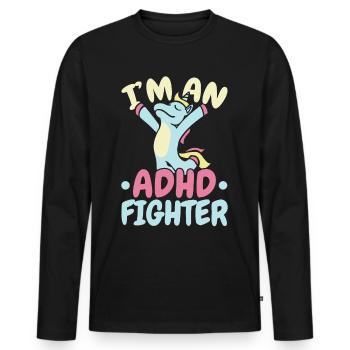 Je suis un combattant du TDAH Think Differently Unicorn - T-shirt manches longues Premium bio Homme - noir - Devant - Nico (187cm)