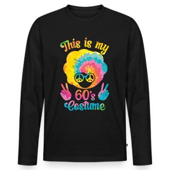 Costume de fête des années 60 des années 1960 des années soixante - T-shirt manches longues Premium bio Homme - noir - Devant - Nico (187cm)