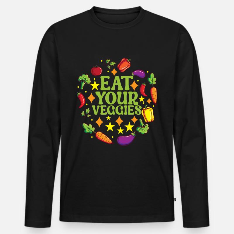 Vegan Vegetarier - Männer Premium Bio Langarmshirt - Schwarz