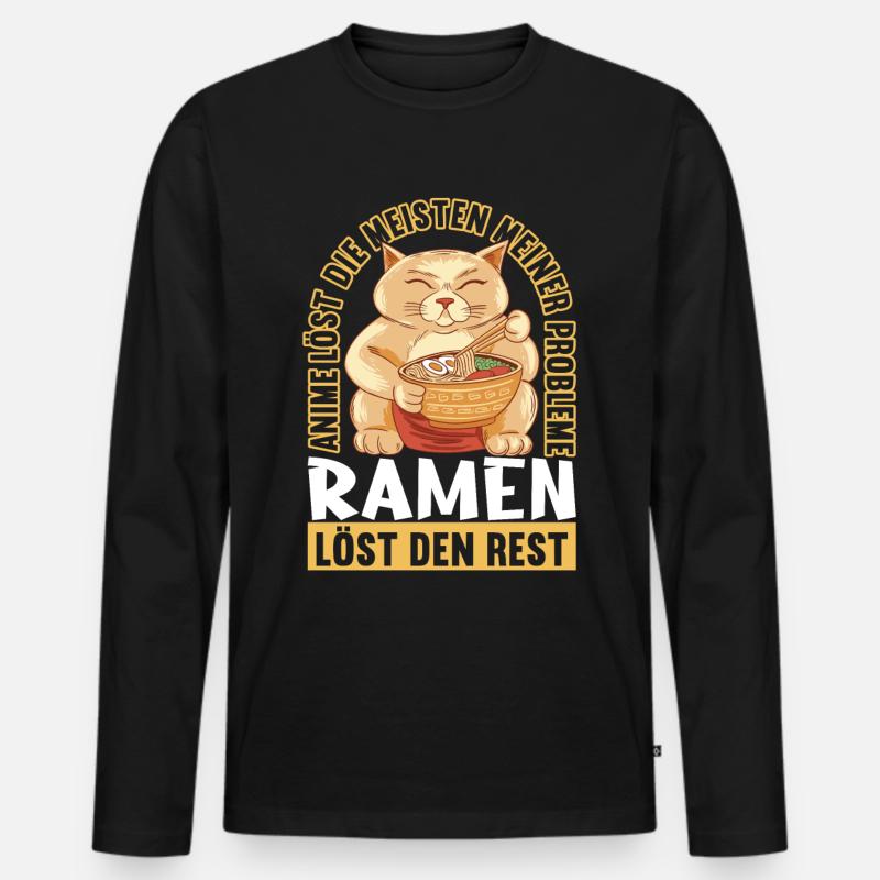 Anime Manga Ramen - Männer Premium Bio Langarmshirt - Schwarz