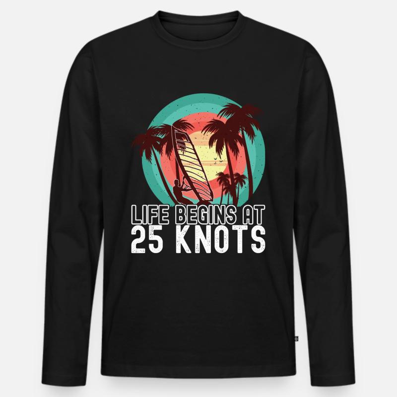 Windsurfing Windsurfen - Männer Premium Bio Langarmshirt - Schwarz
