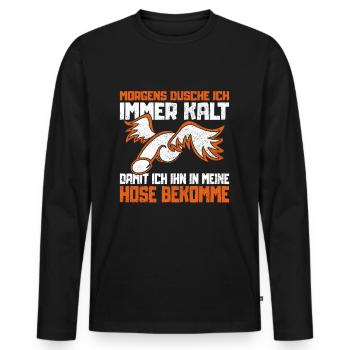 Eisbaden Eisbader kalt duschen Winterbaden Eis - Männer Premium Bio Langarmshirt - Schwarz - Vorne - Nico (187cm)