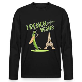 Funny French Bean - Cool French Beans Gift Idea - Men's Premium Organic Long Sleeve Shirt - black - Front - Nico (187cm)