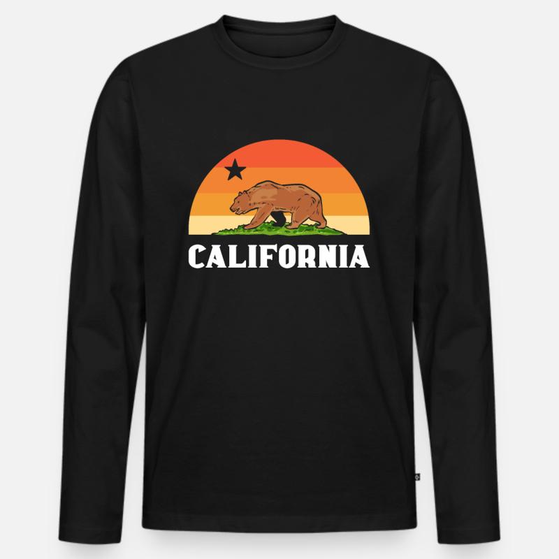 California Continents - Männer Premium Bio Langarmshirt - Schwarz