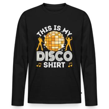 Disco 70s 80s Disco Party Outfit DiscoTheque - Men's Premium Organic Long Sleeve Shirt - black - Front - Nico (187cm)