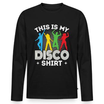 Disco 80er 70er Jahre Disko Party Outfit Diskothek - Männer Premium Bio Langarmshirt - Schwarz - Vorne - Nico (187cm)