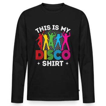 Disco 70s 80s Disco Party Outfit DiscoTheque - Men's Premium Organic Long Sleeve Shirt - black - Front - Nico (187cm)
