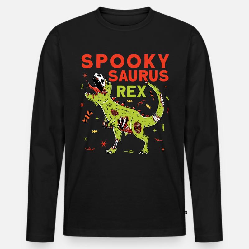 Spooky Saurus Rex - Männer Premium Bio Langarmshirt - Schwarz