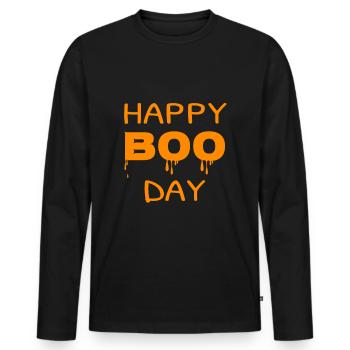 Happy Boo Day Halloween Costume Pumpkin Gift - Men's Premium Organic Long Sleeve Shirt - black - Front - Nico (187cm)