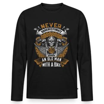 Biker Motorrad Bike Rocker Chopper Motorradfahrer - Männer Premium Bio Langarmshirt - Schwarz - Vorne - Nico (187cm)