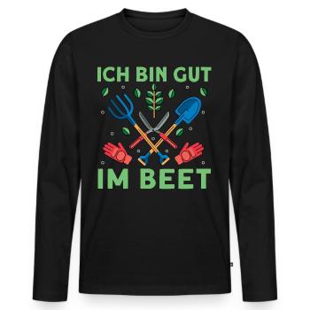 Ich Bin Gut Im Beet - Männer Premium Bio Langarmshirt - Schwarz - Vorne - Nico (187cm)