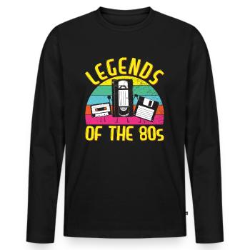 80s Outfit Party 80's Motto Theme Party 1980 - Men's Premium Organic Long Sleeve Shirt - black - Front - Nico (187cm)