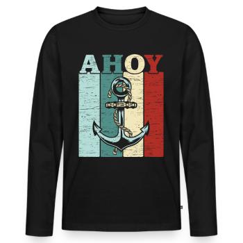Marin maritime Capitaine Marin Nautique Marin - T-shirt manches longues Premium bio Homme - noir - Devant - Nico (187cm)