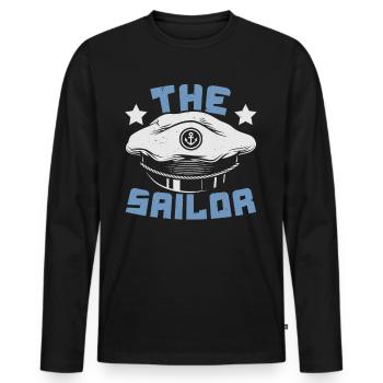 Navire marin maritime Capitaine Marin - T-shirt manches longues Premium bio Homme - noir - Devant - Nico (187cm)