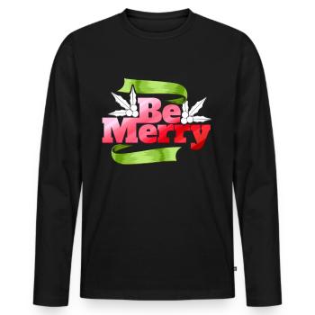 Be Merry Christmas The Mistletoe Christmas - Men's Premium Organic Long Sleeve Shirt - black - Front - Nico (187cm)