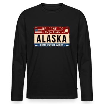 Alaska - Men's Premium Organic Long Sleeve Shirt - black - Front - Nico (187cm)