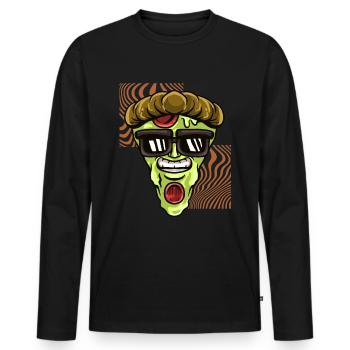 Halloween Kostüm Pizza Spooky Skull Zombie - Männer Premium Bio Langarmshirt - Schwarz - Vorne - Nico (187cm)
