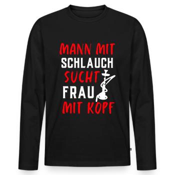 Shisha Geschenk für Wasserpfeife Shishabar Pfeife - Männer Premium Bio Langarmshirt - Schwarz - Vorne - Nico (187cm)
