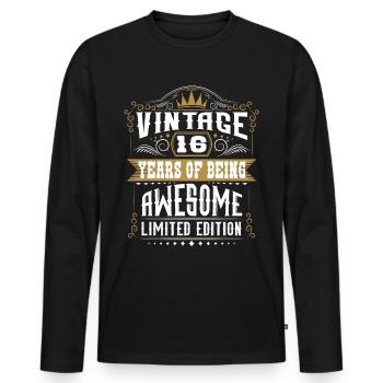 16 ans d’être génial 16 anniversaires 16 ans - T-shirt manches longues Premium bio Homme - noir - Devant - Nico (187cm)