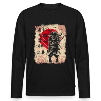 Samurai Japanese Warrior Swordsman Japan - Men's Premium Organic Long Sleeve Shirt - black - Front - Nico (187cm)