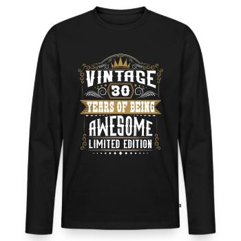 30 ans d’être génial 30 anniversaire 30 ans - T-shirt manches longues Premium bio Homme - noir - Devant - Nico (187cm)