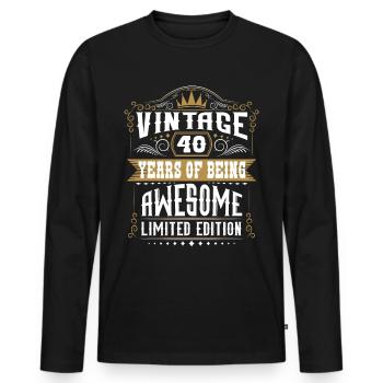 40 ans d’être génial 40 anniversaire 40 ans - T-shirt manches longues Premium bio Homme - noir - Devant - Nico (187cm)