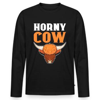 Horny Cow Highland Cattle Breeder - Men's Premium Organic Long Sleeve Shirt - black - Front - Nico (187cm)