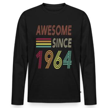 Awesome since 1964 - Männer Premium Bio Langarmshirt - Schwarz - Vorne - Nico (187cm)