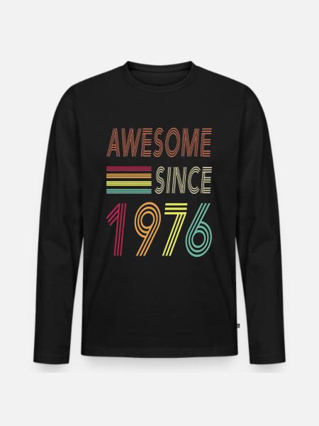 Awesome since 1976 - Männer Premium Bio Langarmshirt - Schwarz