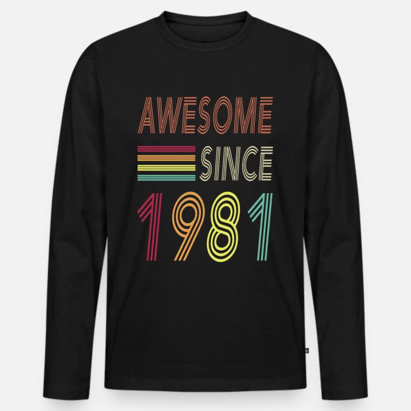 Awesome since 1981 - Männer Premium Bio Langarmshirt - Schwarz
