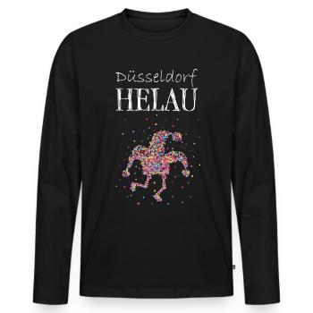 Düsseldorf Helau Karneval Fasching Konfetti Helau - Männer Premium Bio Langarmshirt - Schwarz - Vorne - Nico (187cm)