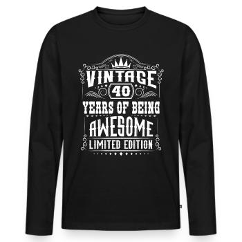 40 ans d’être génial 40 anniversaire 40 ans - T-shirt manches longues Premium bio Homme - noir - Devant - Nico (187cm)