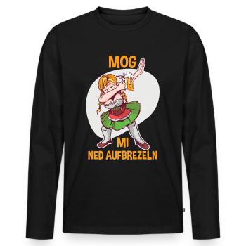 Trachten München Dirndl - Männer Premium Bio Langarmshirt - Schwarz - Vorne - Nico (187cm)