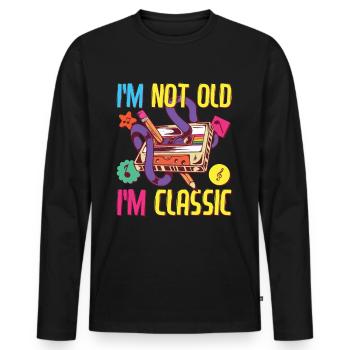 Tenue des années 90 Devise de la fête des années 80 - T-shirt manches longues Premium bio Homme - noir - Devant - Nico (187cm)