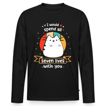 Chat Drôles de chats disant Chaton Comic Gueule de bois - T-shirt manches longues Premium bio Homme - noir - Devant - Nico (187cm)