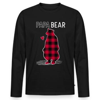 Papa Bear - Men's Premium Organic Long Sleeve Shirt - black - Front - Nico (187cm)