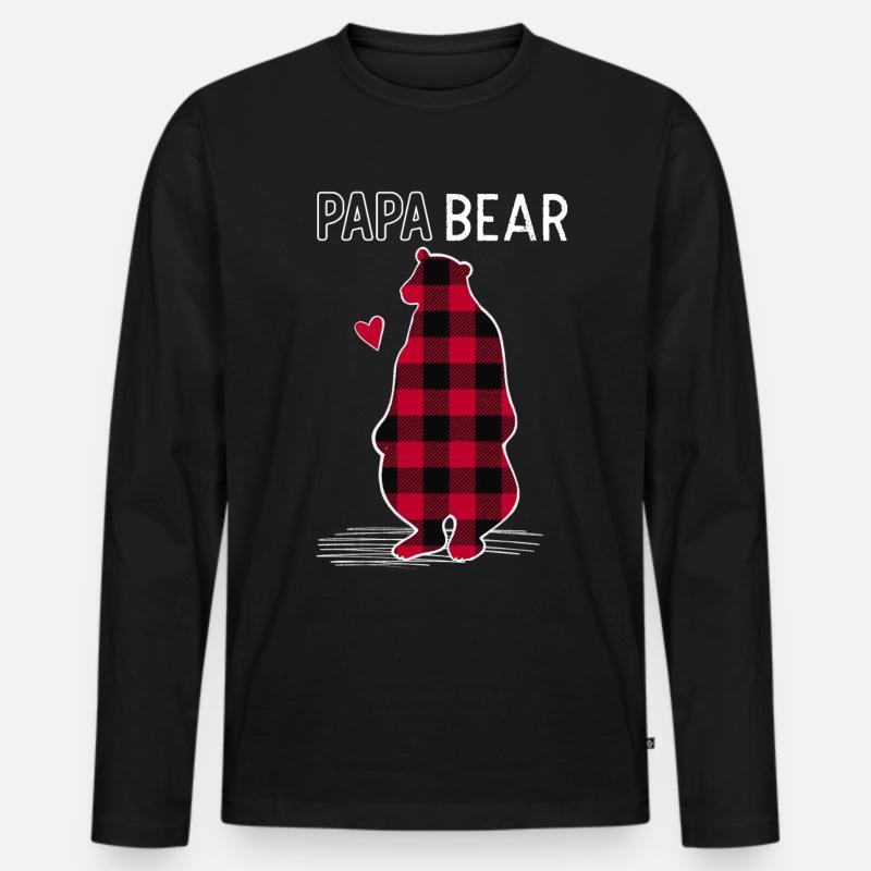 Papa Bear - Männer Premium Bio Langarmshirt - Schwarz