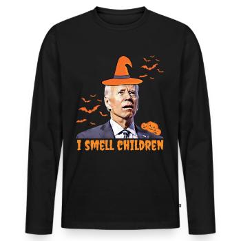 Biden Halloween , Je sens les enfants, Républicains - T-shirt manches longues Premium bio Homme - noir - Devant - Nico (187cm)