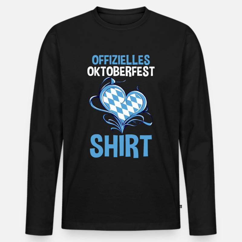 Trachten München Dirndl - Männer Premium Bio Langarmshirt - Schwarz