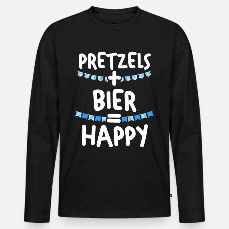 Dirndl Trachten München - Männer Premium Bio Langarmshirt - Schwarz