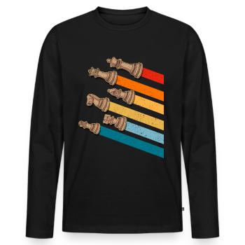 Schachfiguren Vintage Farben - Männer Premium Bio Langarmshirt - Schwarz - Vorne - Nico (187cm)
