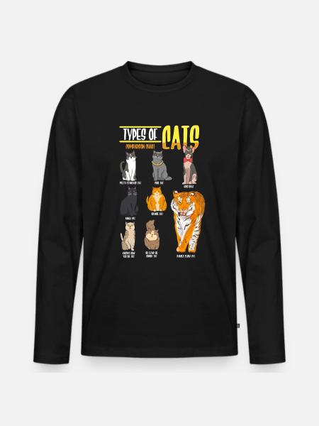 Tipos de Gatos Humor Felinos Tigre - Ekologisk långärmad premium-T-shirt herr - svart