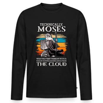 Moises First upload data tablette anglaise - T-shirt manches longues Premium bio Homme - noir - Devant - Nico (187cm)