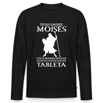 Moises Premier téléchargement de données tablette cloud - T-shirt manches longues Premium bio Homme - noir - Devant - Nico (187cm)