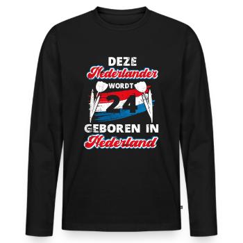 24 Anniversaire Néerlandais Hollande 24 ans Dire - T-shirt manches longues Premium bio Homme - noir - Devant - Nico (187cm)