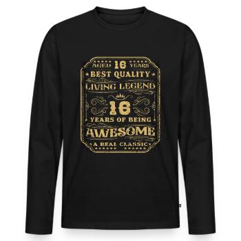 16 anniversaire 16 ans homme 16 ans légendaire 16 - T-shirt manches longues Premium bio Homme - noir - Devant - Nico (187cm)