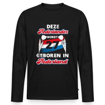 27 Birthday Dutch Holland 27 years Say - Men's Premium Organic Long Sleeve Shirt - black - Front - Nico (187cm)