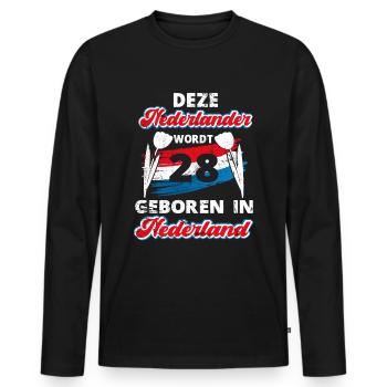 28 Birthday Dutch Holland 28 years Say - Men's Premium Organic Long Sleeve Shirt - black - Front - Nico (187cm)